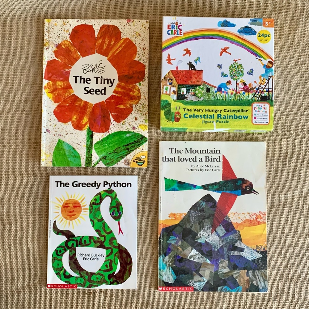 World of ERIC CARLE Teacher Bundle w/ 3 Books and 1 puzzle Preschool Age 3+